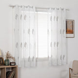 Sheer voile floral embroidery curtains with eyelets, transparent1