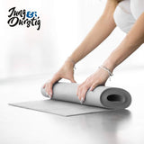 2-in-1 yogamat, bekleed en antislip, gymnastiekmat met yogastrap, fitnessmat inclusief e-book workout, sportmat, afmetingen 173 x 61 cm, grijs