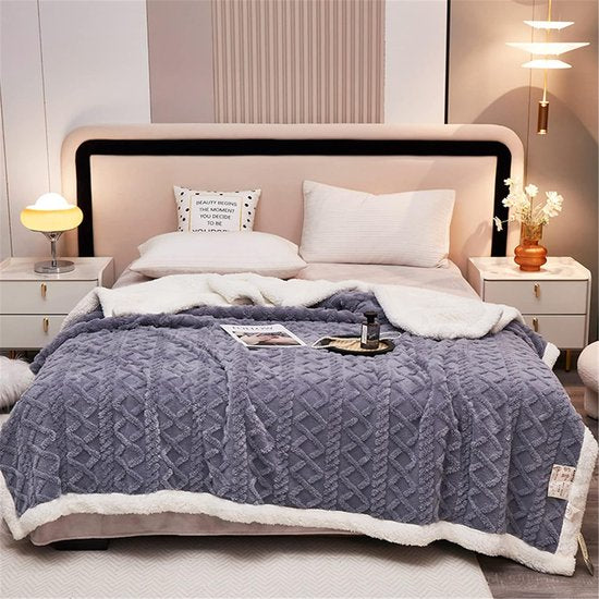 Pluizige Sherpa knuffeldeken - hoogwaardige schapendeken, superzachte fleecedeken als bankdeken, sprei of woondeken, bankdeken, blauw, 150 x 200 cm