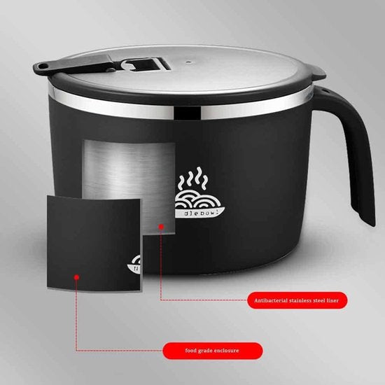 Instant Noodle Bowl, roestvrijstalen pastakom, 900 ml, Bento Box, draagbaar, lekvrij, instant pastakom, rijstkom, voor voedsel, met deksel en deksel, soepkommen (klein)