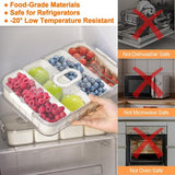 Snackdoos met compartimenten, 2 stuks snackbewaardoos, fruit- en groentebak met 8+4 compartimenten, voedselopslagcontainer voor koelkast en voorraadkast voor snacks, fruit en kruiden.