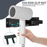 Föhnhouder Muur zonder boren, 2 in 1 Föhn- en Stijltanghouder voor Badkamer, RVS Föhnhouder voor Hotelbadkamer Slaapkamer, Wandhouder voor Föhn (Zwart)