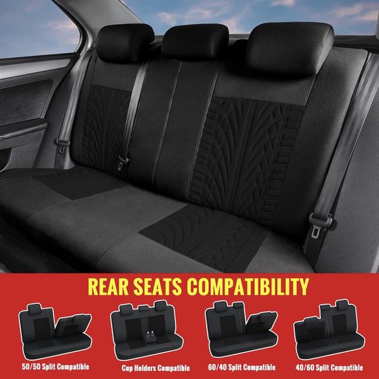 Autostoelhoezen Universele pasvorm Complete set Autostoelbeschermers Bandenrails Autostoelaccessoires 9-delig Zwart