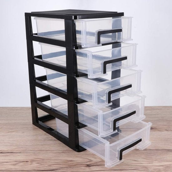 Ladetoren opbergdoos lade 1 lade kast kast opbergkast organizer opbergrek voor thuis (zwart transparant) opbergdoos lade organizer box