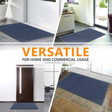 Deurmat, blauw, 40 x 60 cm, waterdicht, wasbaar, duurzame vuilvanger, antislip deurmat voor huisdeur, hal, ingang, keuken, slaapkamer