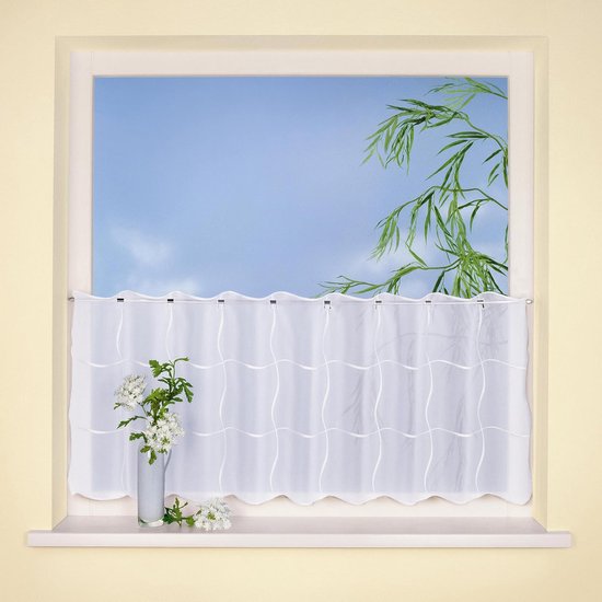 Vitrage Lentini, wit, b/h: 150 x 50 cm, modern, transparant, corte vitrage.