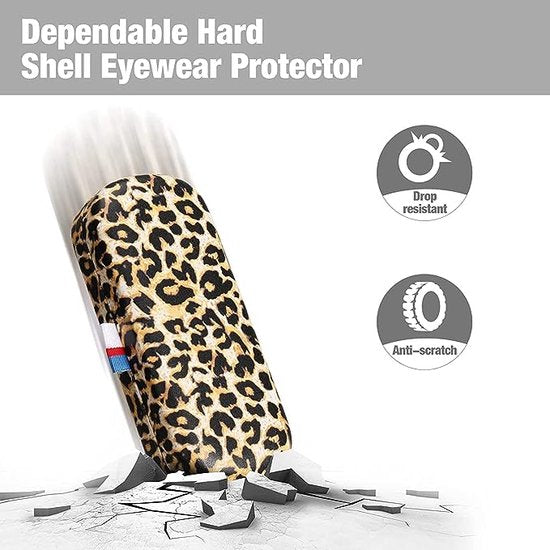 Hardcase brillenkoker, PU lederen brillenetui, krasbestendige draagbare brillenbox met reinigingsdoek, harde schaal, etui, brillenorganizer, brillenopslag voor zonnebril leesbril