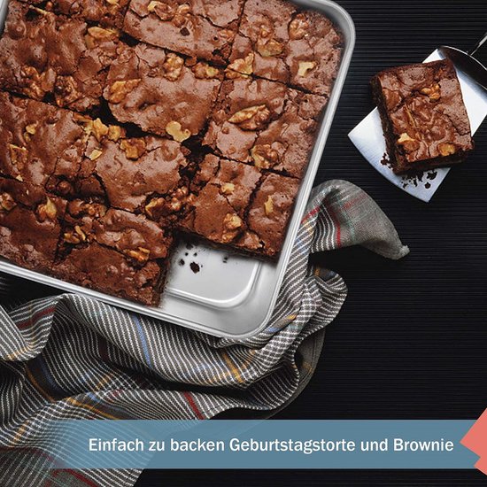 cakevorm, roestvrij staal, vierkante Brownie bakvorm ovenschaal set van 2, 20 x 20 x 5 cm, perfect voor taarten / brownie / lasagne, gezond en niet giftig, vaatwasmachinebestendig