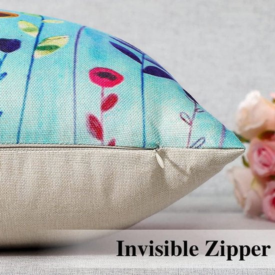 Waterdichte kussenhoezen, 4 stuks, bloemenpatroon, kussenhoes, ademend, voor outdoor, balkon, terras, patio, tuin, boerderijdecoratie, 45 x 45 cm