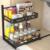 Metalen keukenrek, 2-traps kruidenrek, onder wastafel rek, uittrekbaar badkamer spoelkast organizer, in hoogte verstelbaar keukenkast staand rek