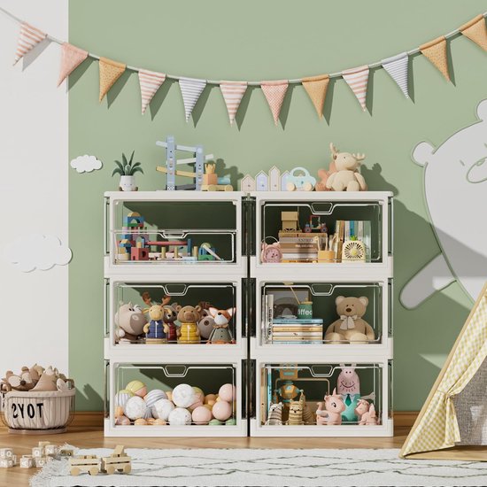 Set van 3 transparante opbergdozen met deksel, stapelbare opbergdozen met magnetische deur, grote plastic opbergdoos, 23 liter, ideaal voor keuken, woonkamer en slaapkamer