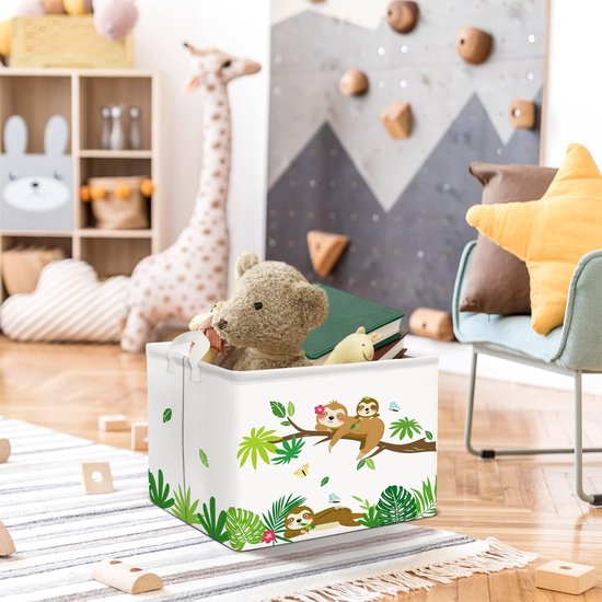 Cute Sloth Animals Storage Basket Children Waterproof Rectangular Fabric Shelf Baskets White Clothes Toy Kids Storage Box 40 x 30 x 30 cm