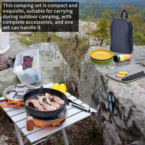 Camping Essentials Camping kookgerei set, kampeeraccessoires Apparatuur Must-Haves Kom met campingbesteksets, borden en kopjes, ideaal voor buitenfornuizen, picknick, barbecue