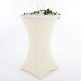 Diana, set van 2 stretch statafelhoezen met Öko-Tex-keurmerk, versterking bij de voet, in vele kleuren en maten, Ø60-65cm, Ø70-75cm, Ø80-85cm (crème, Ø70-75cm)