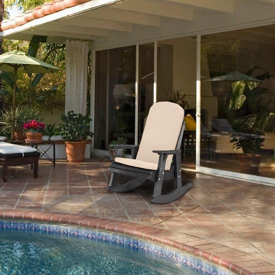 Garden Premium Adirondack-stoelkussen, kussen met hoge rugleuning, met veilige banden, waterafstotend en licht antislip patio-stoelkussen, eenvoudig afwasbaar zitkussen (steen)