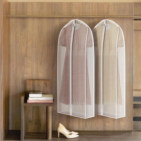 Set van 3 kledingtassen, doorzichtige organza reistas, kledingtassen met ritssluiting, 50" ademende kledinghoes voor heren en dames voor lange jurken, jassen, jassen, pakken, 127 x 60 x 17 cm