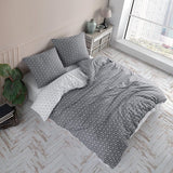 Puzzle beddengoed 135 x 200 cm, 4-delig, grijs - ademend, renforcé beddengoedset met 2 x dekbedovertrek 135 x 200 cm + 2 x kussensloop 80 x 80 cm, beddengoed, grijs