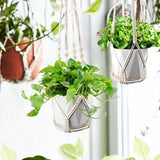 Macramé plantenhangers, set van 4 boho-decoratieve hanglampen voor bloempotten en planten, decoratie van binnen en buiten