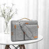 360 Protective Laptop Shoulder Bag, 15-15.6 Inch Laptop Bag, Compatible with MacBook Pro 16, HP, Dell, Lenovo, Asus Notebook, Side Open Bag with 4 Zip Pockets and Handle, Grey