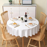 Tafelkleed afwasbaar, rond, 140 cm, polyester, tafelkleed, jacquard, tafellinnen, ornamenten, vuilafstotend, onderhoudsvriendelijk, wit