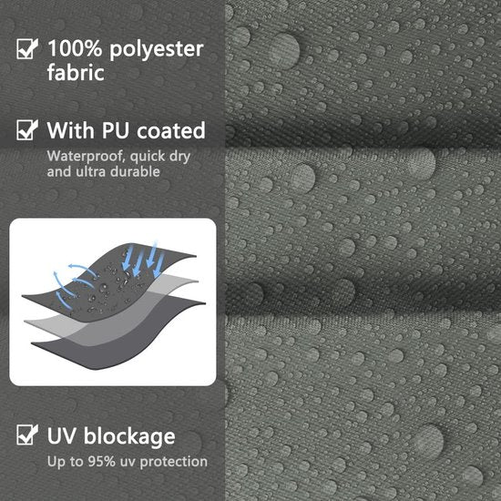 Zonnezeil, zonwering, luifel, driehoekige luifel, Oxford-stof, waterdicht, ripstop, uv-bescherming, met PU-coating, 2 x 2 x 2 m, tuinzeil met gratis touw (grijs)