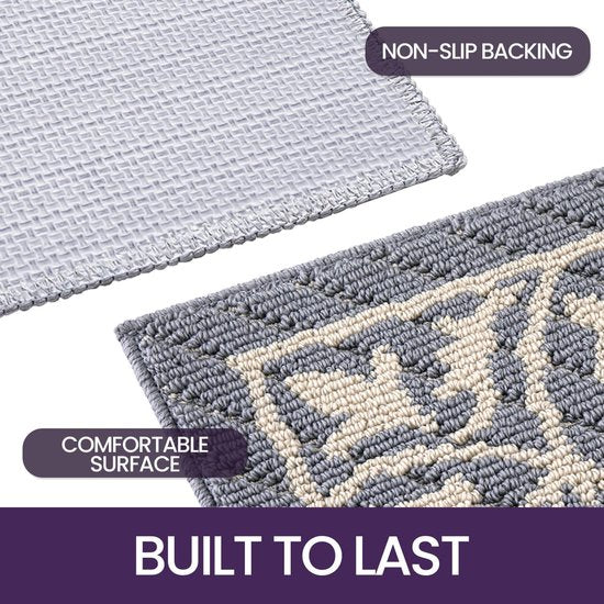 Indoor Doormat, 80 x 120 cm, Dirt Trapper Mat, Non-Slip, Washable Entrance Rug, Door Mat, Foot Mats Front Door for Entrance, Hallway, Garden, Indoor, Pet (Grey)