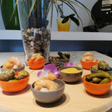 Nacho Dipschaaltjes tapasschalen design look | Nacho dipschaal dipschaal dipschaaltjes voor sushi-sojasauzen | snackschaal dipschaal voor stokjes tapas kom sausschaal | 10 x oranje