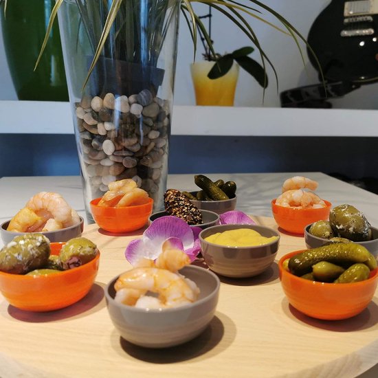 Nacho Dipschaaltjes tapasschalen design look | Nacho dipschaal dipschaal dipschaaltjes voor sushi-sojasauzen | snackschaal dipschaal voor stokjes tapas kom sausschaal | 10 x oranje