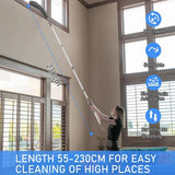 Telescopische wasbare plumeau, microvezelstofdoek met aluminium telescoopsteel 230 cm, microvezelstofdoek hoekbezem voor het reinigen van plafonds, spinnenwebben, kroonluchters, gaten