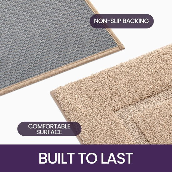 Badkamertapijt 60 x 110 cm, badmat antislip wasbare zachte badmat, microvezel absorberende badmat, badmatten voor badkuip, doucheruimte en badkamer - beige