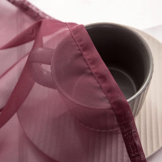 Voile gordijn transparant gordijn van voile eenkleurig stangdoorgang transparant woonkamer luchtig deco-gordijn voor slaapkamer set van 2 280 x 140 cm (h x b), Rod Pocket rood