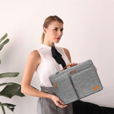 360 Protective Laptop Shoulder Bag, 15-15.6 Inch Laptop Bag, Compatible with MacBook Pro 16, HP, Dell, Lenovo, Asus Notebook, Side Open Bag with 4 Zip Pockets and Handle, Grey