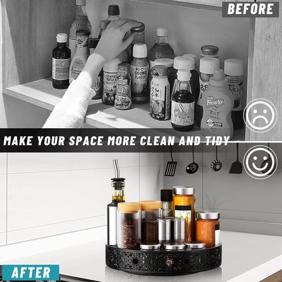 Organizer, Kruidenrek, 360° Draaitafel, Koelkastorganizer, Kruidenorganizer, Keukenorganizer, Kruidenhouder, Kastorganisator voor de keuken, Kruidenpotten, Kasten (10 in + 11 in)