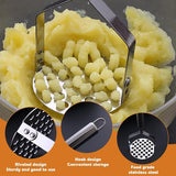 2 stuks aardappelstamper, roestvrijstalen aardappelstamper, keukenaardappelstamper, groentestamper, aardappelpers, voedselstamper, keukenhulp voor aardappelpuree, groenten en fruit