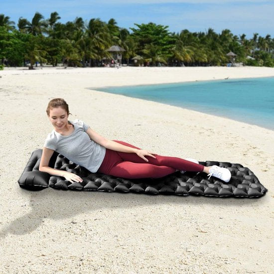 Camping Ultralichte outdoor camping isomat opblaasbaar met kussen, waterdicht opvouwbaar luchtmatras, kleine verpakkingsmaat, campingmat voor camping, sport, wandelen, reizen, backpacking