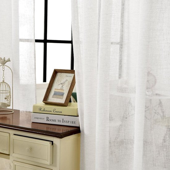 Set van 2 transparante gordijnen met strik