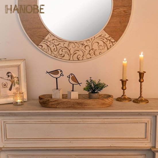 Houten schaal decoratieve houten dienblad decoratieve schaal: groot dienblad rechthoekig sleutelschaal hout lengte 42 cm sleutel schaal kaarsen bord fruitschaal tafel decoratief dienblad