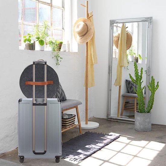 Hoedopbergdoos met deksel, 43 cm diameter, pop-up hoedboxen voor het opbergen van grote ronde opvouwbare stabiele reishoed-organizer-box, opbergtas met ritssluiting