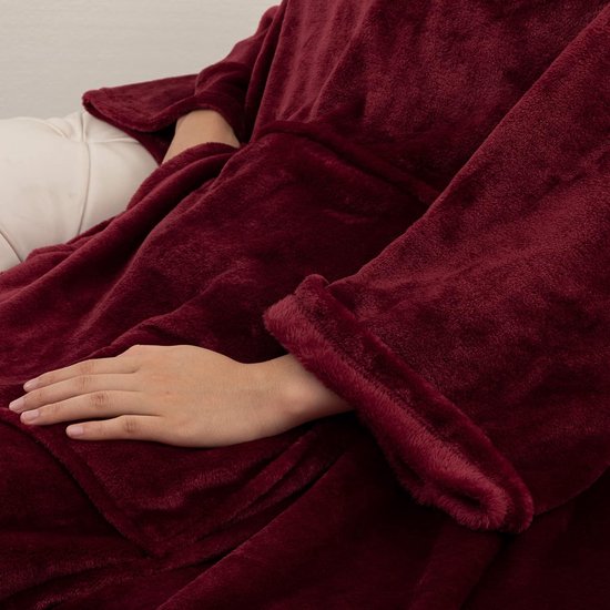 Deken met mouwen en voetenzak, fleece, microvezel, zachte fleecedeken, dagdeken, tv-deken om aan te trekken, cadeau voor vriendin