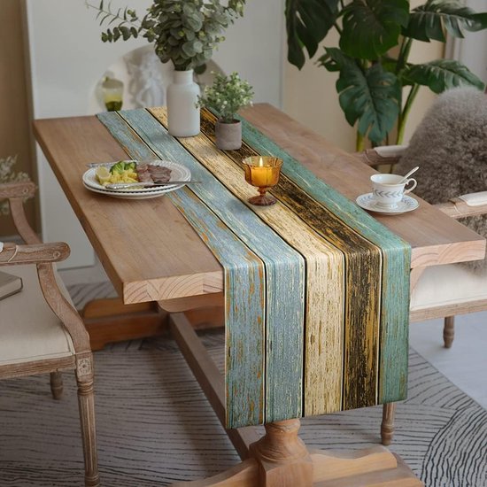 tafelloper groen tafelloper modern woonkamer placemats antiek oud rustiek hout tafelloper blauw bruin tafelmatten loper voor eettafel feest bruiloft winter cadeau tafelloper linnen 40 x 140 cm