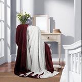 Bankdeken, knuffeldeken, 210 x 240 cm, warme Sherpa-bank, werpdeken, dikke bankdeken, bankdeken, pluizige deken voor bank, Bordeaux