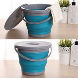 5 liter emmer met deksel, opvouwbaar, poetsemmer met deksel, rond, draagbare en opvouwbare kunststof PP TPR-materiaal, visemmer voor buiten binnen