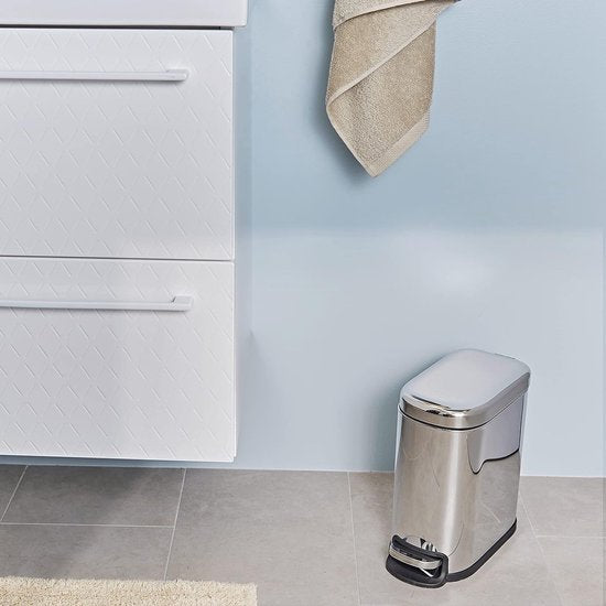 SENSEA - REMIX badkamerprullenbak - 5L - rechthoekig - roestvrij staal - wit - verchroomde afwerking