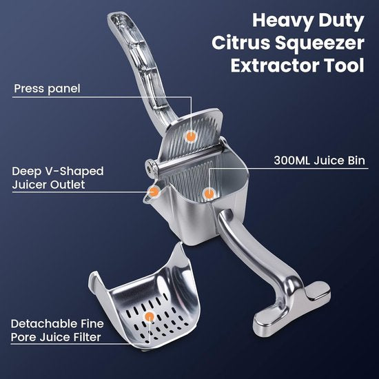 Handmatige citruspers, verdikking, handmatige sappers, sneller en effectiever, anti-corrosie, vaatwasmachineveiligheid. Handmatige citruspers, dikker, handmatige sapcentrifuge, sneller en efficiënter, anti-corrosie, vaatwasmachinebestendig.