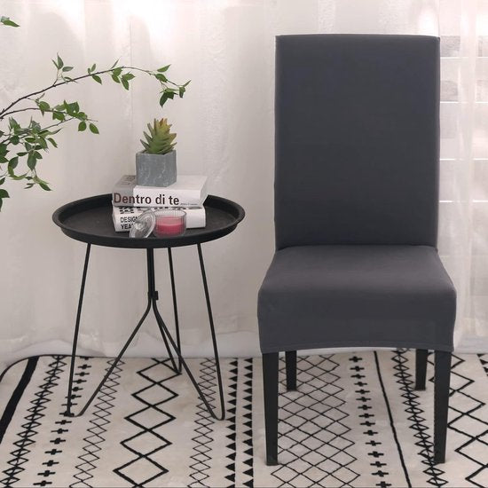 Stoelhoezen, 4 of 6-delige set, afneembaar, wasbaar, spandex, voor hotel, ceremonie, banket, restaurant, thuis, antraciet