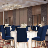 Stoelhoezen voor eetkamerstoelen, eetkamerstoelen, set van 6, stretch, eetkamerstoelhoezen, spandex, afneembaar, wasbaar, voor keuken, hotel, eetkamer (marineblauw)
