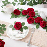 Kunstbloemen Rode Rozen, 30 stuks 8 cm Boeket Kunstmatige decoratieve bloemen Neprozen met stengels en kaart voor Valentijnsdag Huis Tuin Verjaardagsfeestje DIY Bruiloft Decoratie