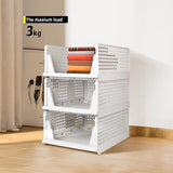 SWAWIS Stackable Wardrobe Storage Box, Stackable Foldable Wardrobe, Plastic Foldable Storage Boxes Drawer, Wardrobe Organiser Shelf for Bedroom, Kitchen, Bathroom, Pack of 5