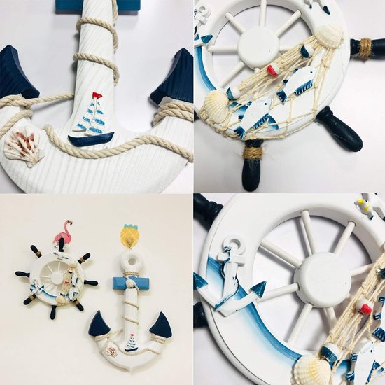 Stuurwiel van hout en 33 cm, houten wanddecoratie, mediterrane stijl, nautisch cadeau, slaapkamer, bar, nautische wanddecoratie, houthandwerk