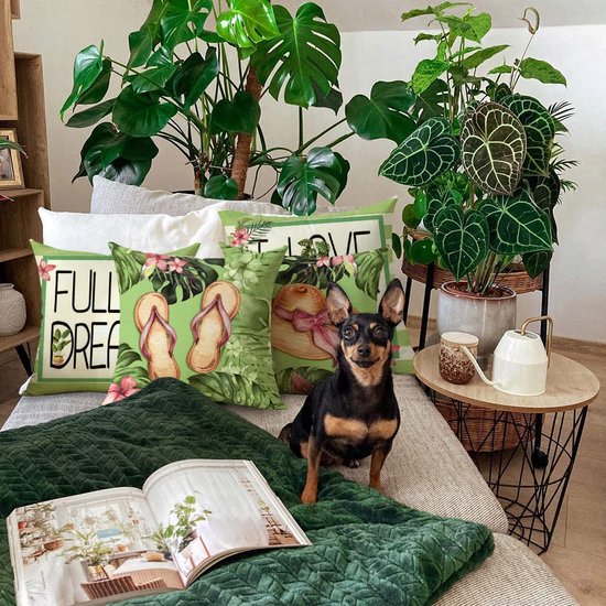 Waterdichte kussenhoezen, 4 stuks, 45 x 45 cm, decoratief outdoor kussen, waterdicht, ademend, tropische flair kussensloop, geschikt voor bankkussen, tuin, outdoor